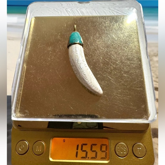 Unique ethnic tibetan tribal amulet pendant yak bone,tusk & horn shape handmade - Picture 9 of 9